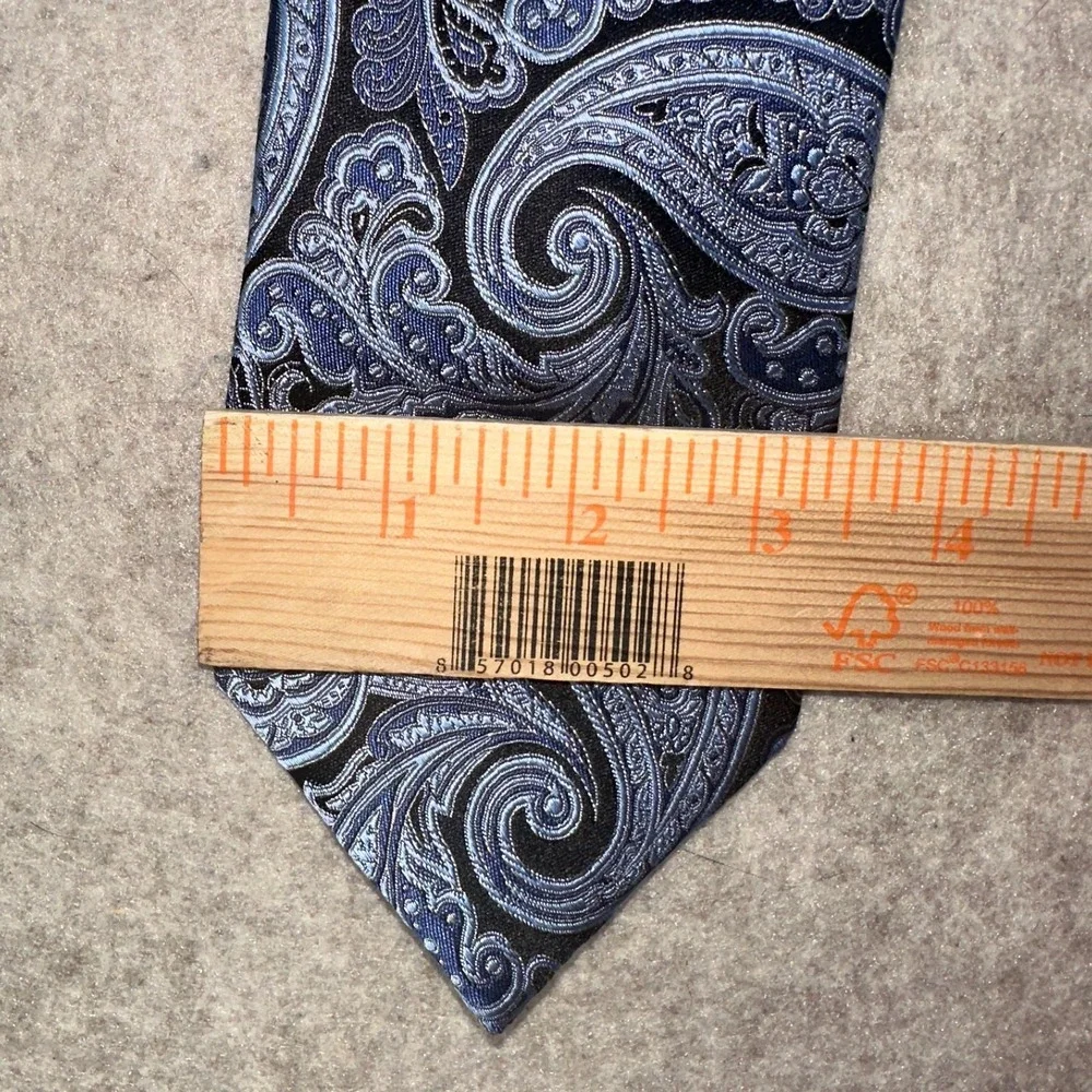 Michael Kors Tie Mens One Size Blue‎ Gray Paisley 100% Silk Necktie